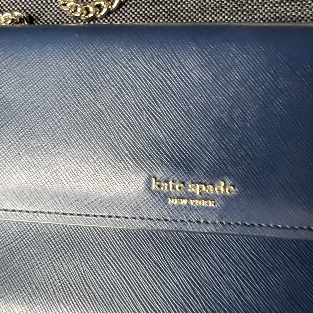 Kate Spade Willow Wallet Saffiano Leather Flap Convertible Crossbody Bag Navy - Picture 2 of 7